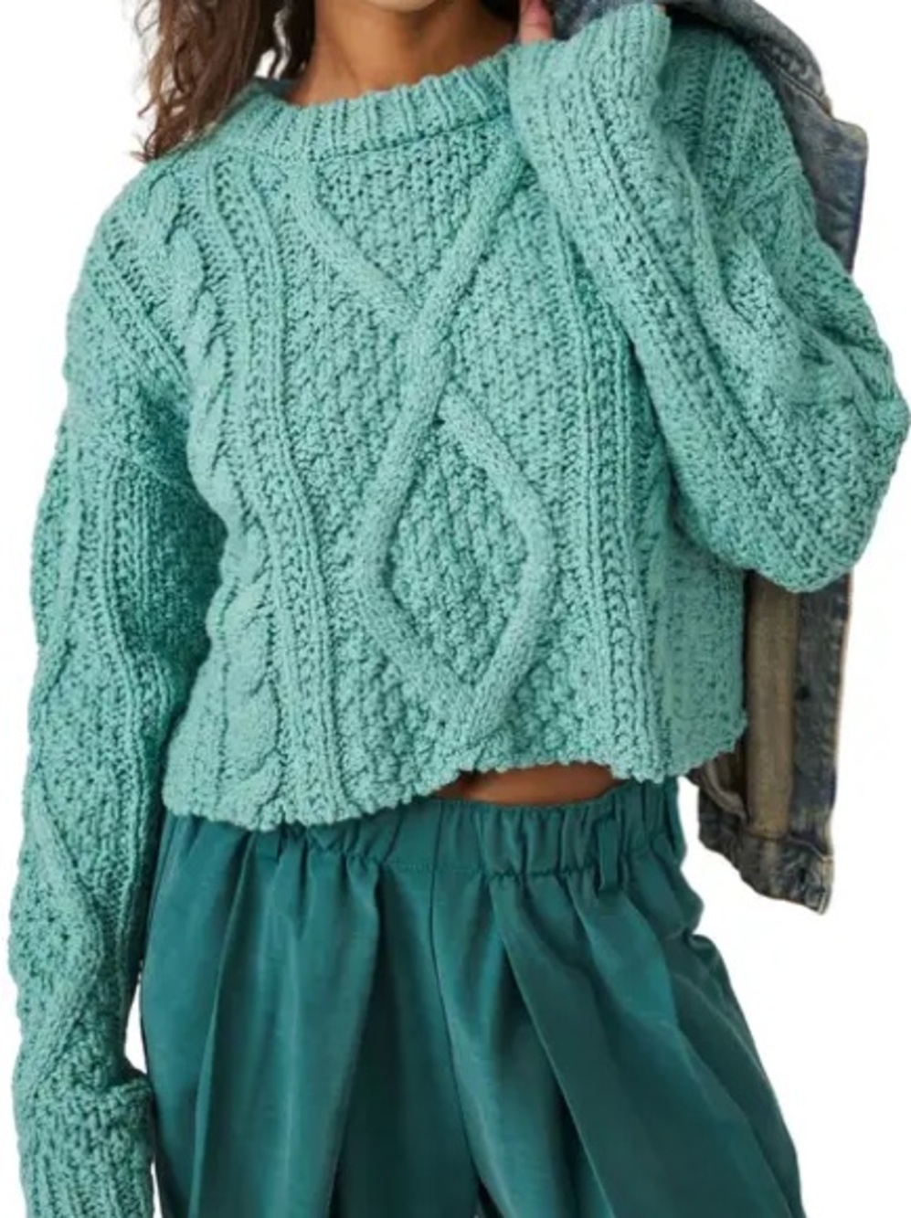 Free People Cutting Edge Cable Sweater, size S, white spruce, NWT